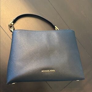 Michael Kors Black Shoulder Bag with Gold Accents